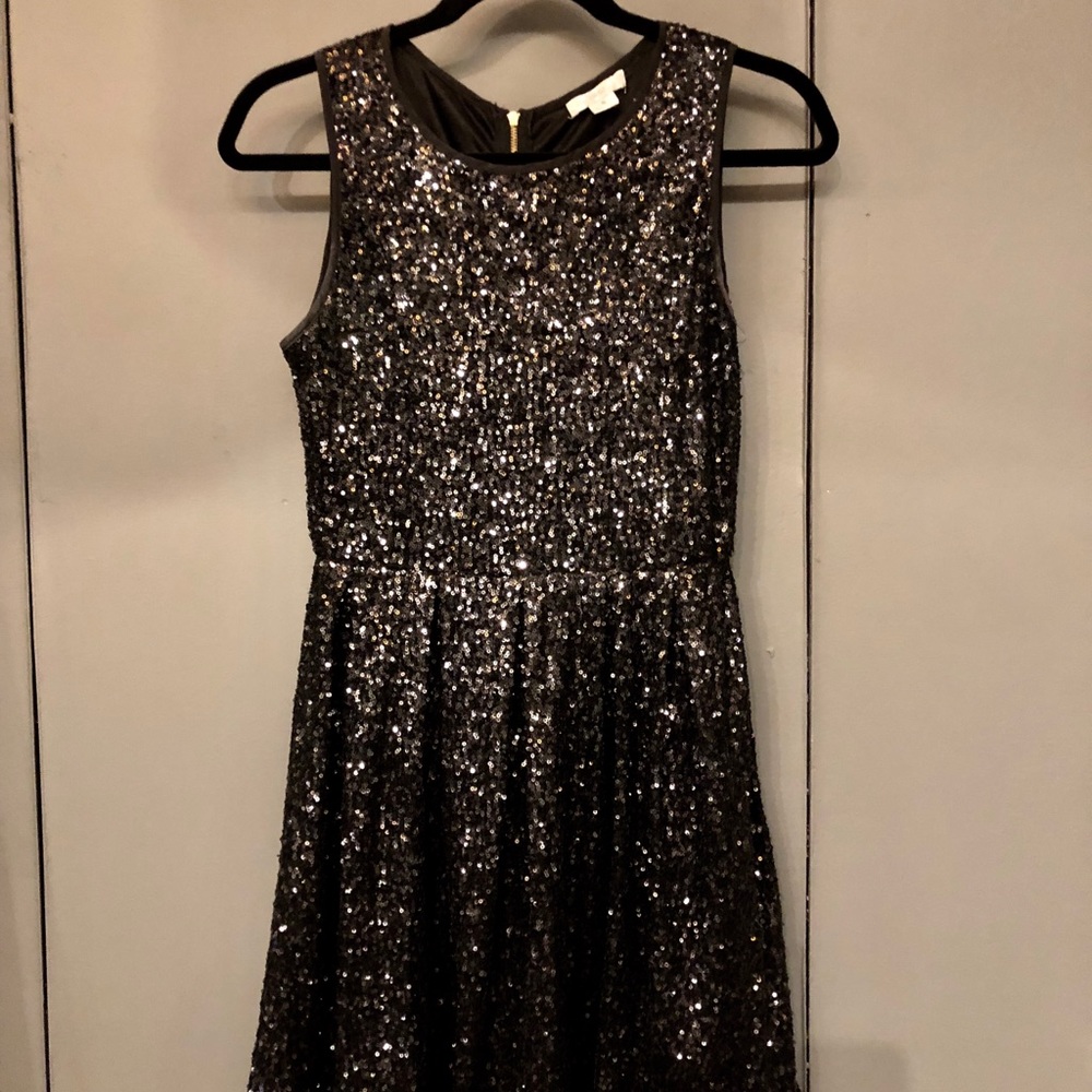 Black Sequin fit and flare sleeveless dress